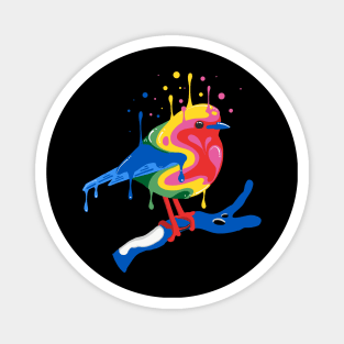 Melting Rainbow Robin Magnet